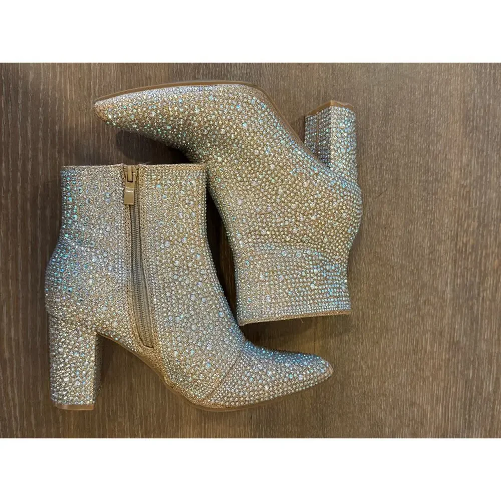 Forever Rhinestone Bling Boots Booties size 7 Glam - Picture 2 of 8